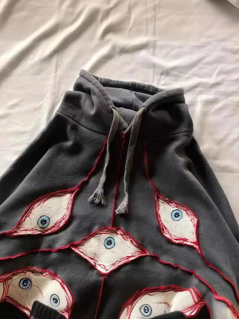 Embroidered Gothic Eye Hooded Sweater