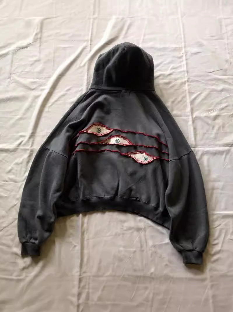 Embroidered Gothic Eye Hooded Sweater
