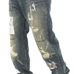 Men Distressed Baggy Patchy Denim Jeans