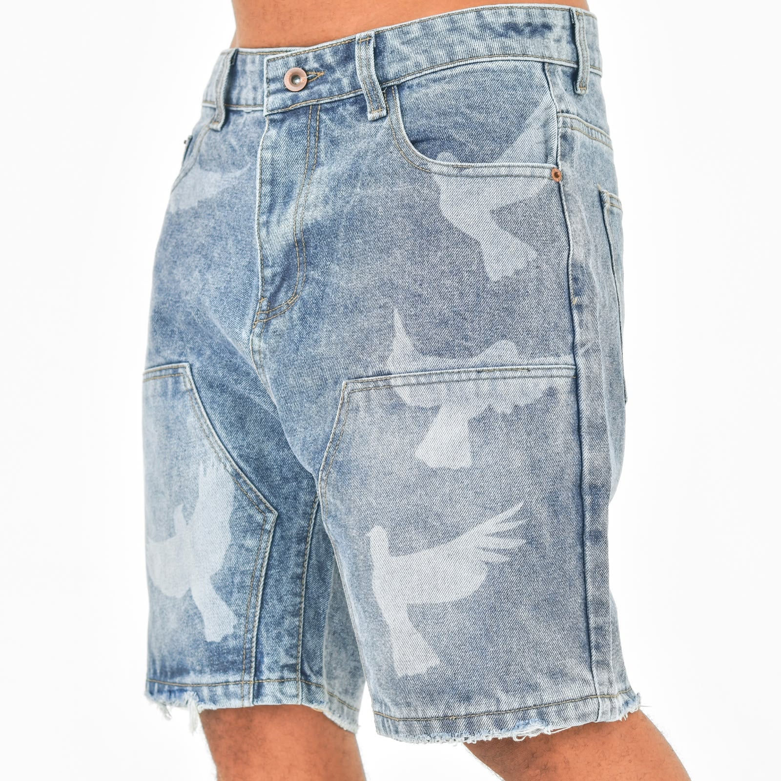 Men Unisex Short Denim Patchy Shorts
