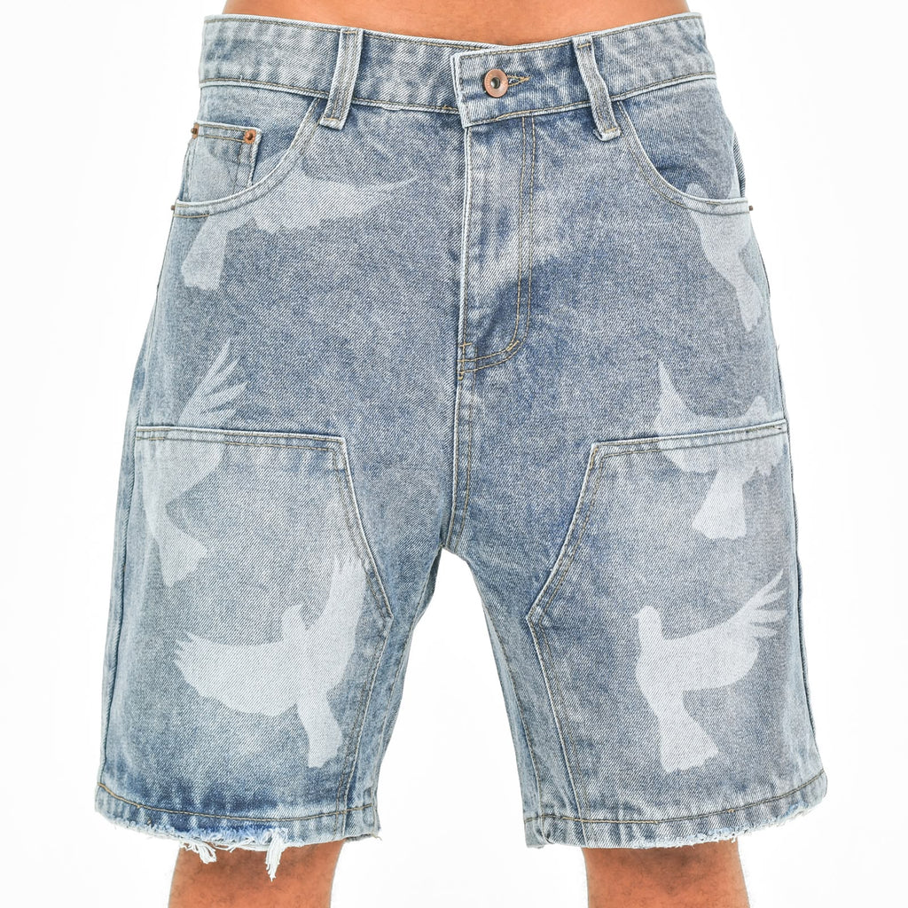 Men Unisex Short Denim Patchy Shorts
