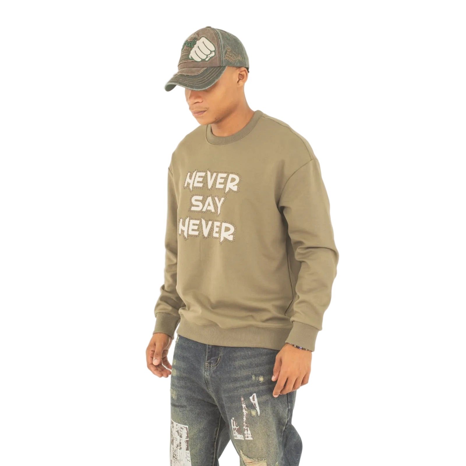 Men Unisex 'Never Say Never' Sweater