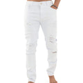 Men Distressed Patchy Snow White Jeans