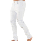 Men Distressed Patchy Snow White Jeans
