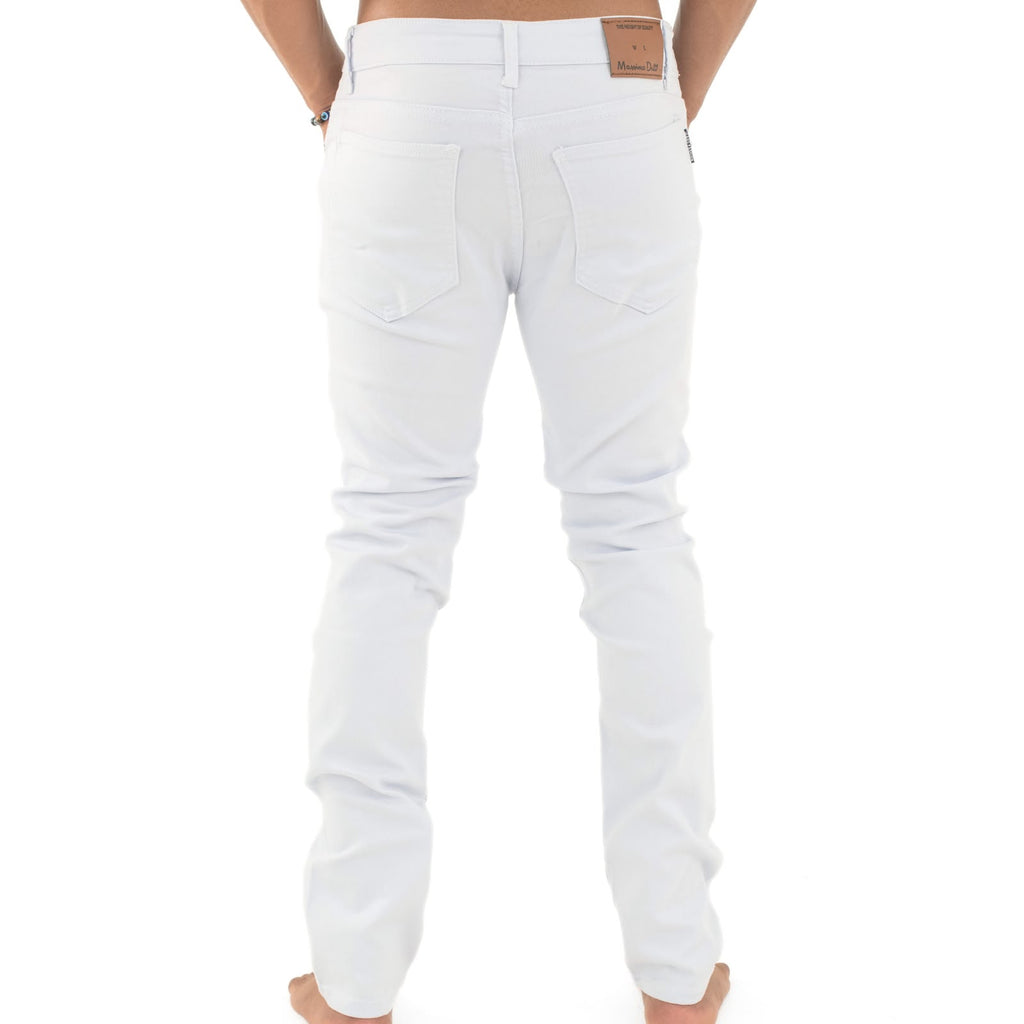 Men Distressed Patchy Snow White Jeans