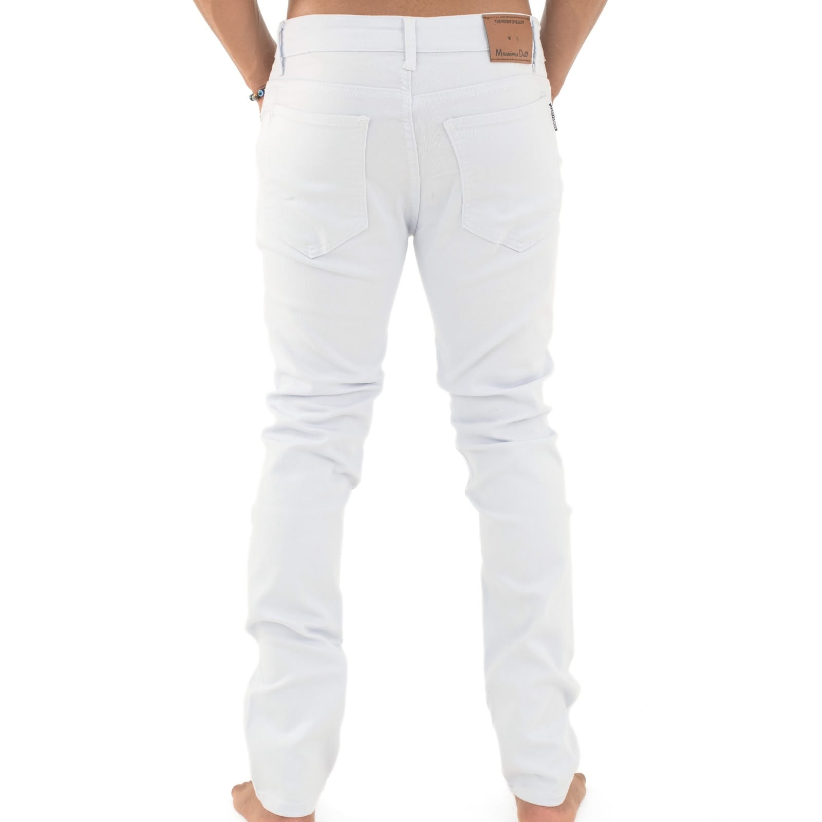 Men Distressed Patchy Snow White Jeans