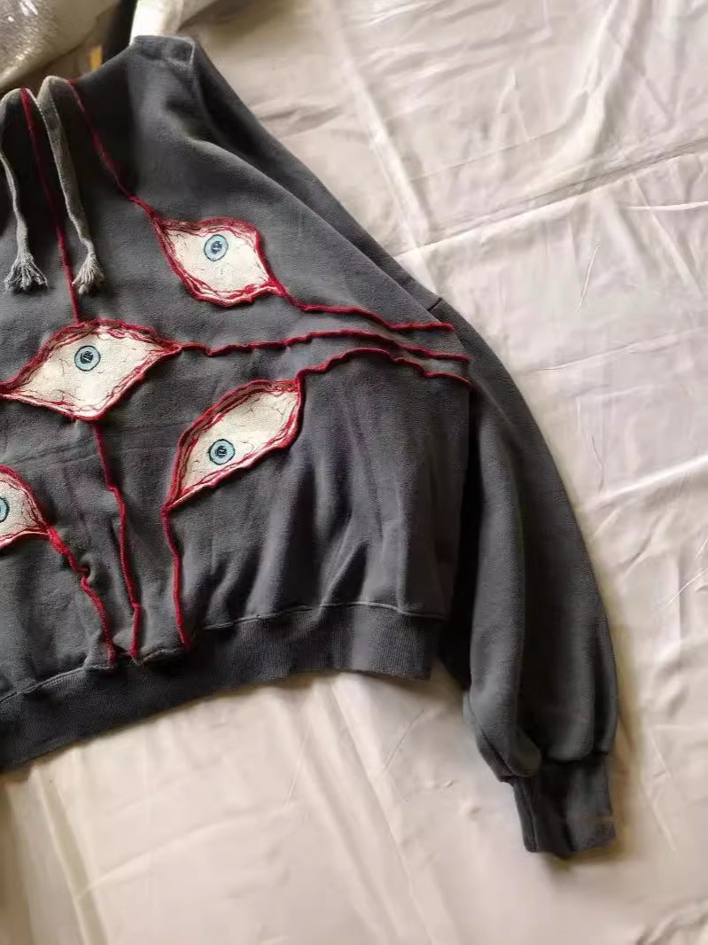 Embroidered Gothic Eye Hooded Sweater