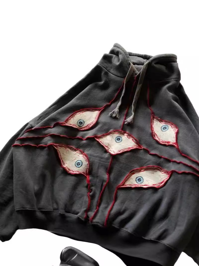 Embroidered Gothic Eye Hooded Sweater