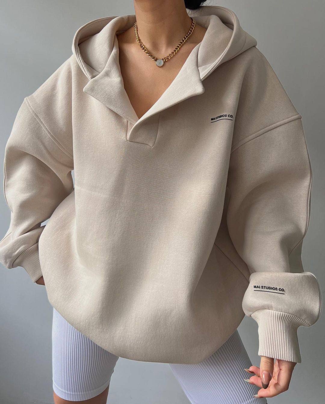 Womens Fleece Lined Hooded Print Long Sleeve Pullover Sweater