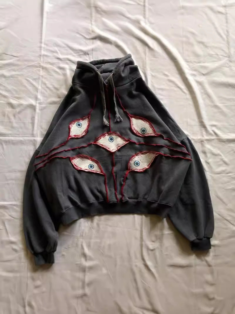 Embroidered Gothic Eye Hooded Sweater