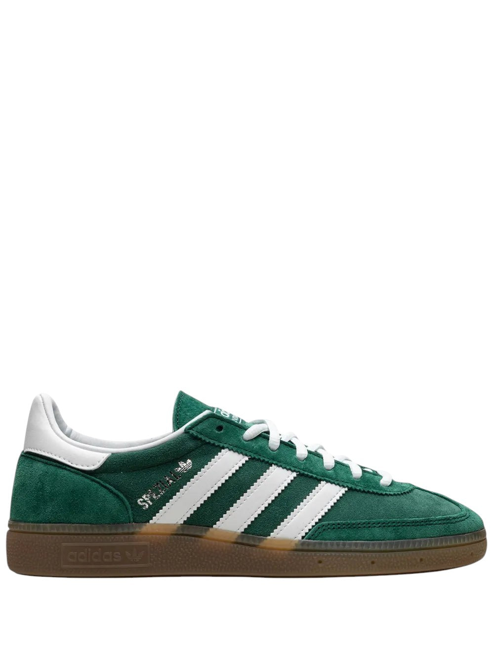 South Steeze Adidas Handball Spezial sneakers in core green suede with white stripes and a gum rubber outsole.