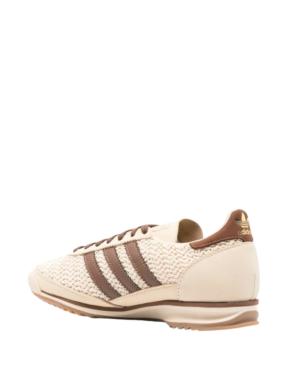 South Steeze Adidas SL 72 sneakers in beige mesh and suede with brown stripes and a durable rubber sole.
