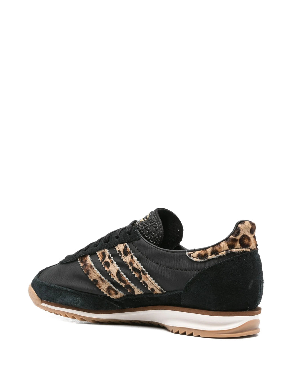 South Steeze Adidas SL 72 OG sneakers in black leather and suede with leopard print side stripes and rubber sole