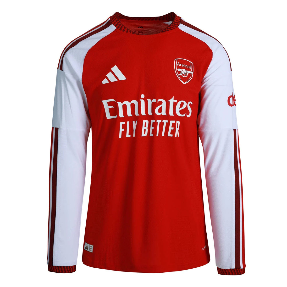 South Steeze Arsenal 2026/2027 home match long sleeve soccer jersey in red and white with team crest and sponsor logo.