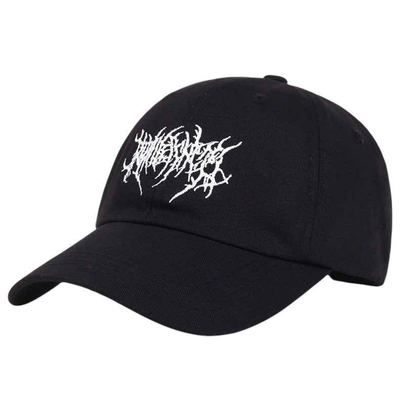 South Steeze black cotton baseball cap with intricate white metal-style embroidery on the front and a curved brim